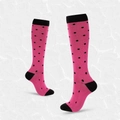 Hot pink compression socks with black polka dots and reinforced heel and toe - S/M / Small Dots B (Rose Pink Black)