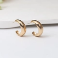 Polished gold C-shaped vintage flower stud earrings with S925 silver needles for women - E4007 Polished C-Shape Style / Gold