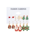 Set de 6 paires de boucles d'oreilles de Noël avec Père Noël et sapins - Ensemble Père Noël et Sapin de Noël (MS940-1)