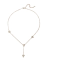 Détail de la chevillère en argent avec quatre pendentifs cœur et fermoir homard - Collier Couleur Acier (O207)