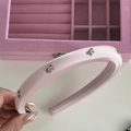 Elegant pink satin headband with silver bow studs, sweet minimalist Korean style hairband - Headband / Pink (Silver Bow)