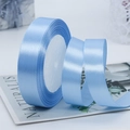 2cm light blue satin ribbon roll with glossy finish for gift wrapping and DIY crafts - Aqua Blue