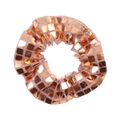 Macro detail of rose gold square sequins on a shiny disco style scrunchie hair tie - Single Item / Rose Gold Sequin
