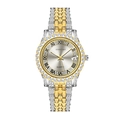 Reloj de cuarzo de lujo para mujer en oro y plata con diamantes y ventana de fecha - Oro-Plata Blanco