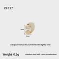 Detail view of gold-plated stainless steel oval pendant with cubic zirconia measurements - DFC37-Simple Oval