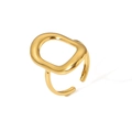 Detail view of 18K gold plated stainless steel snake ring with irregular organic design - Irregular Hollow Style (TR4148)