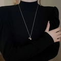 Collar largo ajustable de mariposa plateada con colgantes dobles de gota para mujeres - Estilo de Colgante Doble de Plata (44#)
