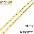 Collana a maglie rettangolari dorate da uomo misura 660x5mm e peso 45g dettagli - Collana Dorata (KN230510-KFC)