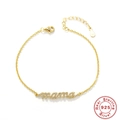 Bracciale mama in argento sterling S925 con placcatura in oro e zirconi lucenti - Oro