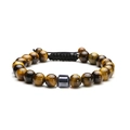 Bracciale regolabile in perle occhio di tigre con perla di ematite e cordino nero - Occhio di Tigre Grado A