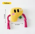 Yellow corduroy squeaky dog toy with durable pink chew ropes for small dogs - 11.5x10.5cm Chew Toy / Yellow P Toy