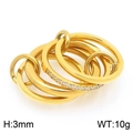 Multi-layer interlocking stainless steel ring in gold finish with zircon inlay - US 6 / 4-Band Inlaid Gold (KR113338-Z)
