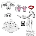 Detailed size guide for Dalmatian costume set including headband skirt and gloves - Dalmatian 9-Piece Set Long Tail (With Skirt & Socks)