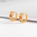 Gold plated huggie hoop earrings featuring multi-color cubic zirconia rectangular gems - Multicolor Mixed Hoop Huggies-EH018