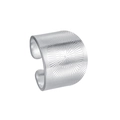 Minimalist wide band silver open ring with unique sunburst texture for women - Adjustable Open / Silver