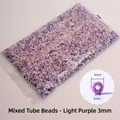 Mixed light purple and white seed beads with bugle beads for DIY jewelry, 3mm diameter - Light Purple Mixed 3mm with Bugle Beads