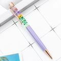 Elegant lavender preserved flower ballpoint pen with rose gold trim and real floral fill - Macaron Purple