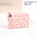 Pink floral lace makeup bag measuring 14x10cm with a shell pendant and zipper closure - Pink Flat Bag