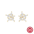 Elegant S925 sterling silver star stud earrings with marquise-cut cubic zirconia crystals - Gold Star (Gold#4) / 925 Silver