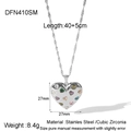 Detail view of silver heart pendant with colorful zircon and 40+5cm steel chain - Necklace - Silver - Multicolor Zirconia - Style A(DFN272SM)