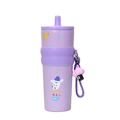 Purple stainless steel insulated tumbler with straw, silicone sleeve and sheep charm - UV Purple With Pendant
