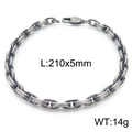 Pulsera de cadena de acero de titanio plateado vintage para hombre con eslabones, 210x5mm - Pulsera / Negro Oxidados (KB163119-KFC)