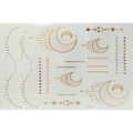 Golden metallic temporary tattoo stickers with moon and geometric patterns for face makeup - ET308