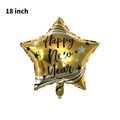 18 inch golden star foil balloon with Happy New Year script and decorative star patterns - 18-inch New Year Gold Star Balloon