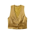 Gilet in raso di seta dorato con scollo a V e bottoni metallici in piano - XS / Top Oro