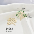 Detailed view of tree-shaped alloy charms with dimensions 36mm by 35mm and 2.8g weight - 4496# Tree