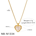 Detail der 18K vergoldeten Herz-Halskette mit Perlmutt und genauen Größenangaben - Gold Herz Perlmutt Anhänger (NB-N1334)