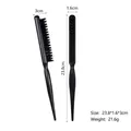 Detailed view of hair styling brush dimensions showing 23.8x1.6x3cm and 21.6g weight - Wood Handle / Black
