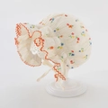 Floral cotton baby sun hat with red wavy edge and delicate eyelet lace details - Multicolor Floral