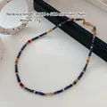 Lapis lazuli beaded necklace with colorful stones and gold extension chain 40+6cm - Lapis Lazuli Butterfly Necklace XL0726