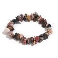 Handmade bracelet with natural irregular agate chips in pink and grey earthy tones - Rhodonite