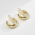Elegant gold C-shaped clip-on earrings with comfortable silicone pads for non-pierced ears - Gold Ear Clip
