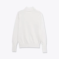 Pull en tricot blanc à col roulé avec boutons décoratifs sur l'épaule et bords côtelés - S / Abricot