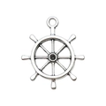 Silberner Steuerrad-Anhänger für DIY-Schmuck und handgefertigte maritime Bastelarbeiten - Anker 25x28mm
