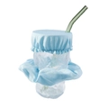 Elastic light blue scrunchie drink cover set for glass cups on a white background - Lake Blue