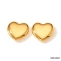 Polished heart-shaped stud earrings in a bright golden finish for women - Gold Style (KDE1002)