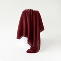 Pleated wine red faux linen silk scarf featuring elegant draped texture and vibrant finish - Wine Red