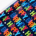 Dark blue Happy Birthday wrapping paper rolls with colorful letters and star patterns - Black Birthday Alphabet / 43cm*3m