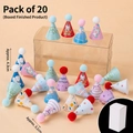 Set of 20 mini colorful party hats with pom poms for cupcake decoration, 4.3cm height - Cartoon Style B Pom-pom Hats (20 Pcs)