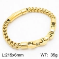 Bracciale a catena in osso di drago in acciaio inossidabile placcato oro 18K 215 mm - Color Oro (KB180289-KFC)