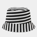 Detail of double-sided graffiti bucket hat showing high-quality striped canvas fabric texture - Black and White Alternating Stripes (Color #20)