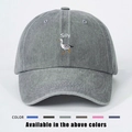 Close-up of duck embroidery on grey washed cotton cap with multi-color options available - One Size / Gray