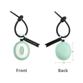 Mint green and white PU leather lucky number O keychain with spiral lanyard and webbing - Number 0 / Number 0-Mint Green