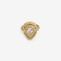 Golden double-layer water drop ring with clear rhinestones and pear-shaped center gem - US 7 / Gold-Teardrop Style