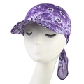 Detail of purple paisley bandana hat showing breathable fabric and structured sun visor - L / Purple