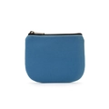 Blue canvas coin purse with durable metal zipper and fine white stitching details - Moon Blue